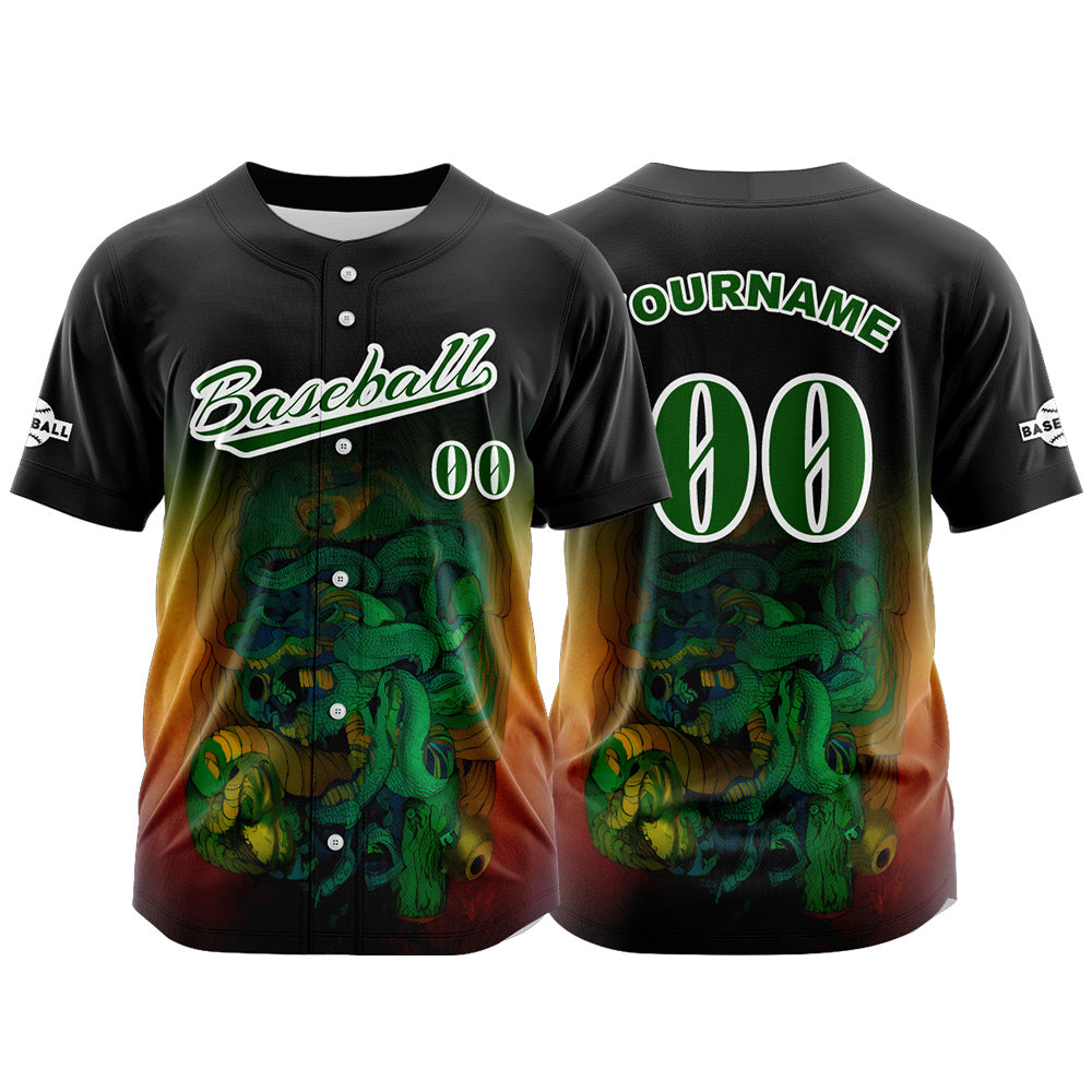 Camiseta de béisbol negra personalizada con botones para hombre mujer adulto y joven Nombre número y logotipo impresos