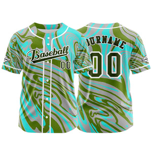 Camiseta de béisbol personalizada gris verdosa con botones para hombre mujer adulto y joven Estampado de nombre número y logotipo