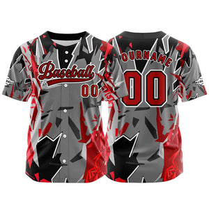 Camiseta de béisbol gris personalizada con botones para hombre mujer adulto y joven Estampado de nombre número y logotipo