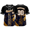 Camiseta de béisbol negra personalizada con botones para hombre mujer adulto y joven Nombre número y logotipo impresos