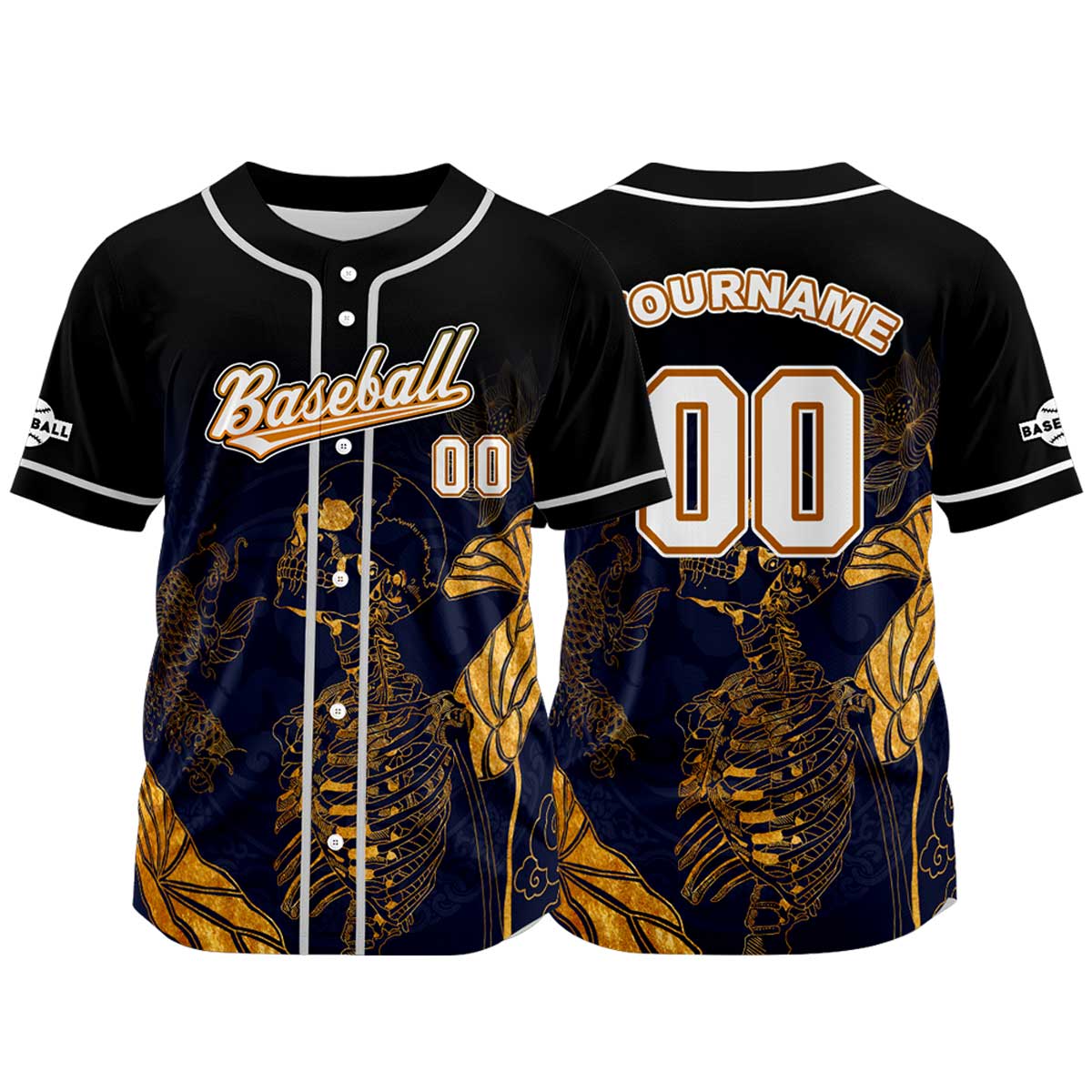 Camiseta de béisbol negra personalizada con botones para hombre mujer adulto y joven Nombre número y logotipo impresos