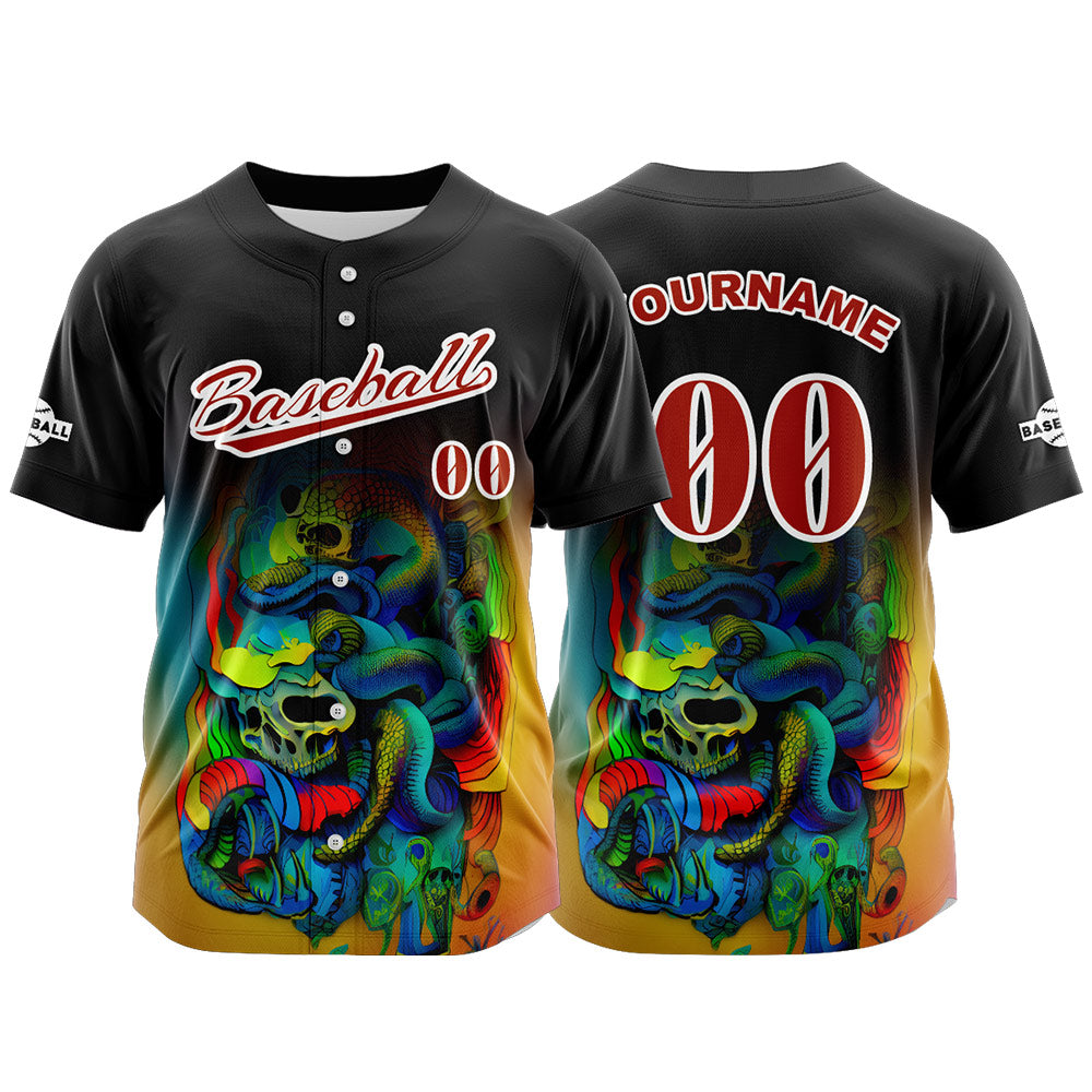 Camiseta de béisbol negra personalizada con botones para hombre mujer adulto y joven Nombre número y logotipo impresos