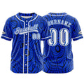 Camiseta de béisbol azul personalizada con botones para hombre mujer adulto y joven Estampado de nombre número y logotipo