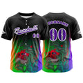 Camiseta de béisbol negra personalizada con botones para hombre mujer adulto y joven Nombre número y logotipo impresos