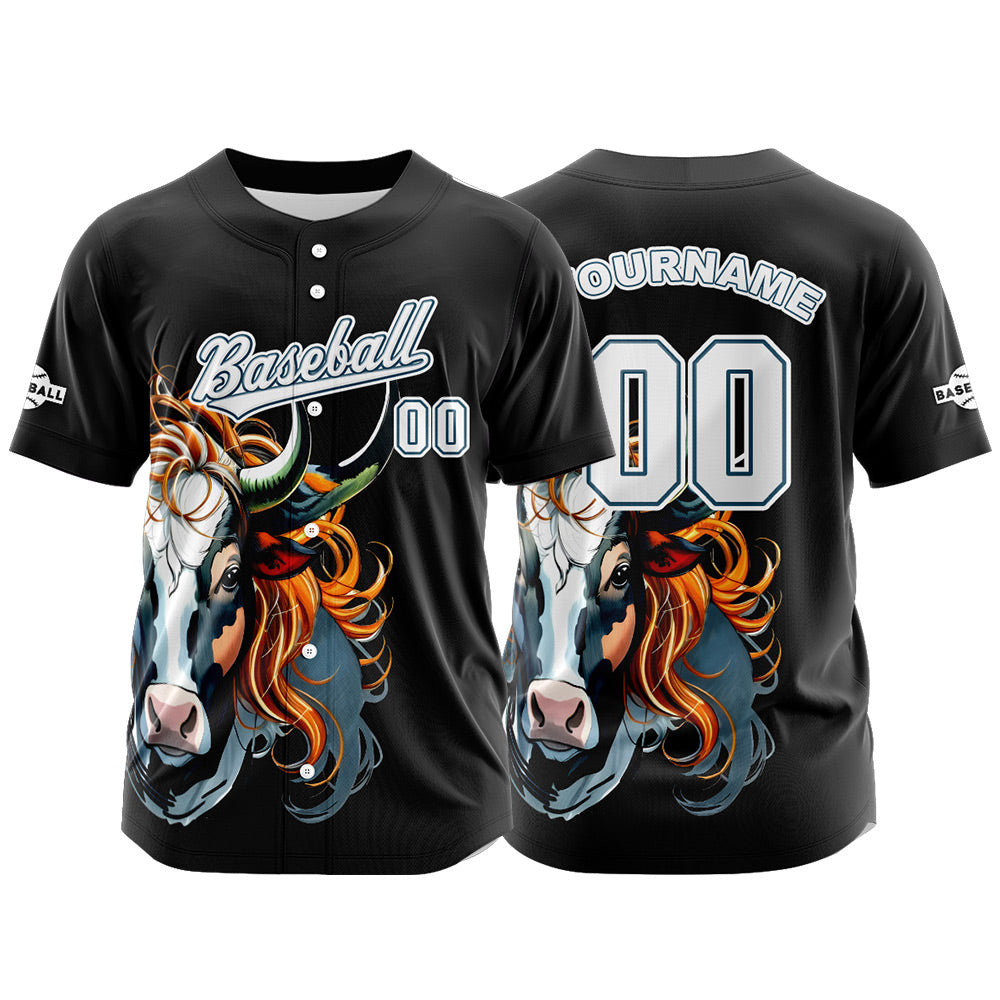 Camiseta de béisbol negra personalizada con botones para hombre mujer adulto y joven Nombre número y logotipo impresos