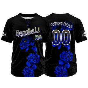Camiseta de béisbol negra personalizada con nombre número y logotipo personalizados