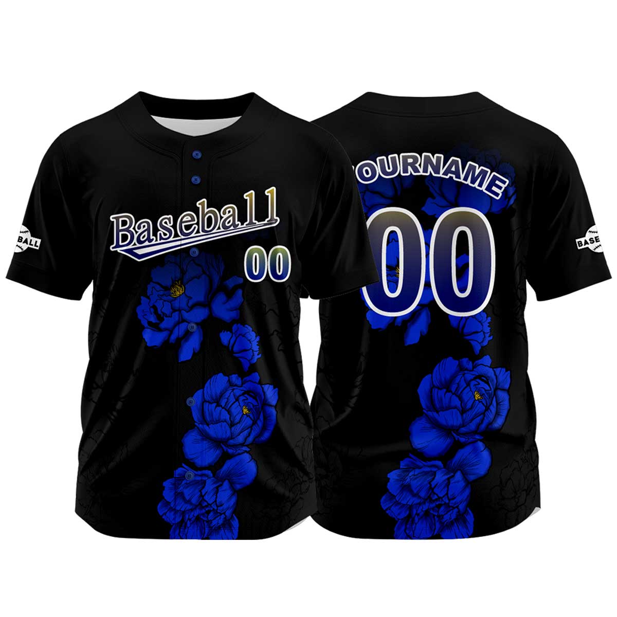 Camiseta de béisbol negra personalizada con nombre número y logotipo personalizados