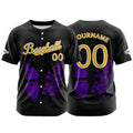 Camiseta de béisbol negra personalizada con botones para hombre mujer adulto y joven Nombre número y logotipo impresos