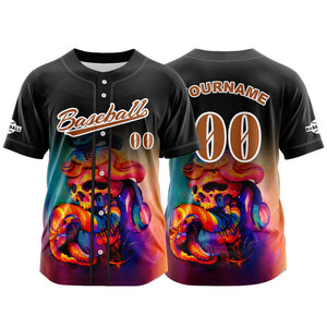 Camiseta de béisbol negra personalizada con botones para hombre mujer adulto y joven Nombre número y logotipo impresos