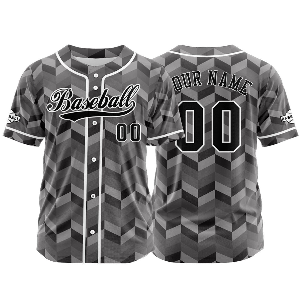 Camiseta de béisbol gris personalizada con botones para hombre mujer adulto y joven Estampado de nombre número y logotipo
