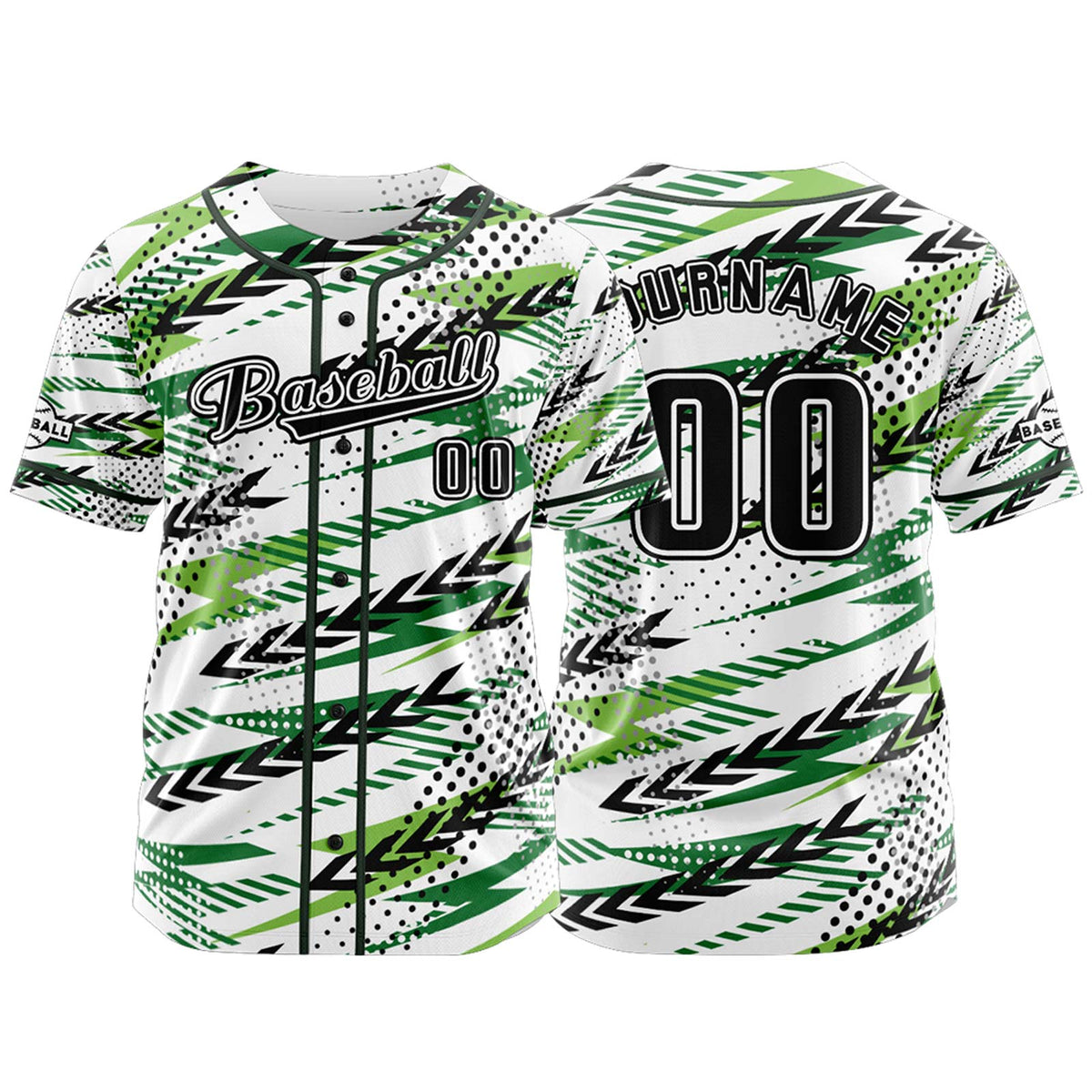 Camiseta de béisbol personalizada blanca y verde con botones para hombre mujer adulto y joven Estampado de nombre número y logotipo