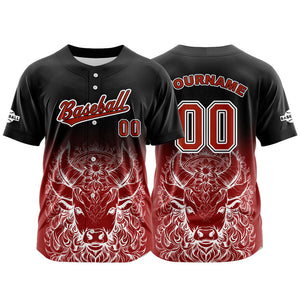 Camiseta de béisbol negra personalizada con botones para hombre mujer adulto y joven Nombre número y logotipo impresos