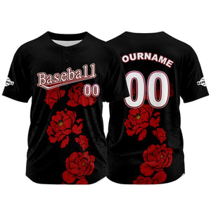 Camiseta de béisbol negra personalizada con nombre número y logotipo personalizados