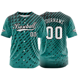 Camiseta de béisbol personalizada color turquesa con botones para hombre mujer adulto y joven Estampado de nombre número y logotipo