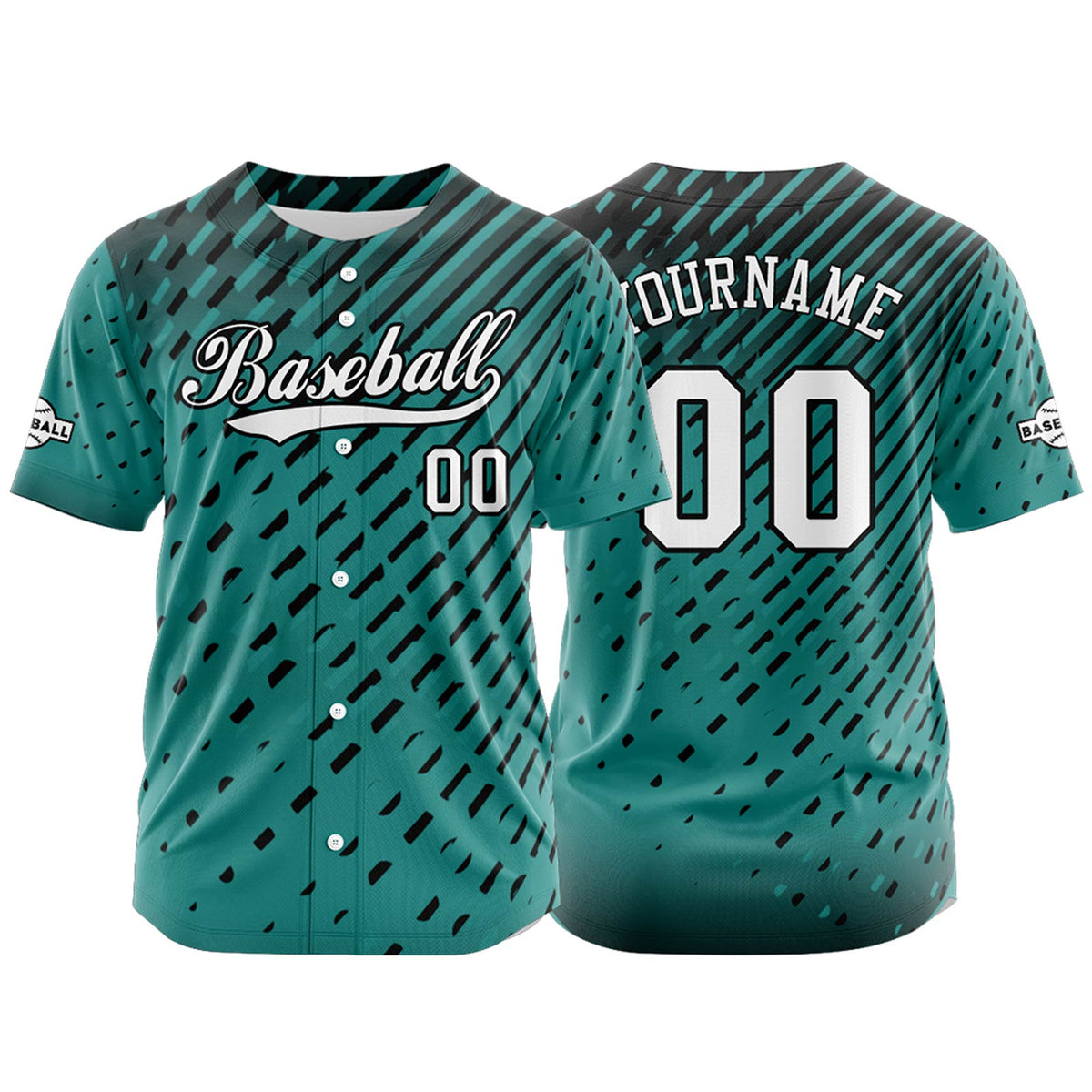 Camiseta de béisbol personalizada color turquesa con botones para hombre mujer adulto y joven Estampado de nombre número y logotipo
