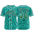 Camiseta de béisbol personalizada color cian con botones para hombre mujer adulto y joven Estampado de nombre número y logotipo