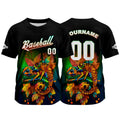 Camiseta de béisbol negra personalizada con nombre número y logotipo personalizados