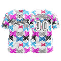 Camiseta de béisbol personalizada blanca y rosa con botones para hombre mujer adulto y joven Estampado de nombre número y logotipo