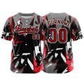 Camiseta de béisbol negra personalizada con botones para hombre mujer adulto y joven Nombre número y logotipo impresos