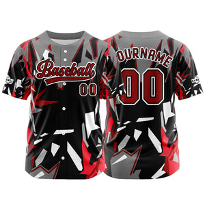Camiseta de béisbol negra personalizada con botones para hombre mujer adulto y joven Nombre número y logotipo impresos