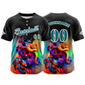 Camiseta de béisbol negra personalizada con botones para hombre mujer adulto y joven Nombre número y logotipo impresos