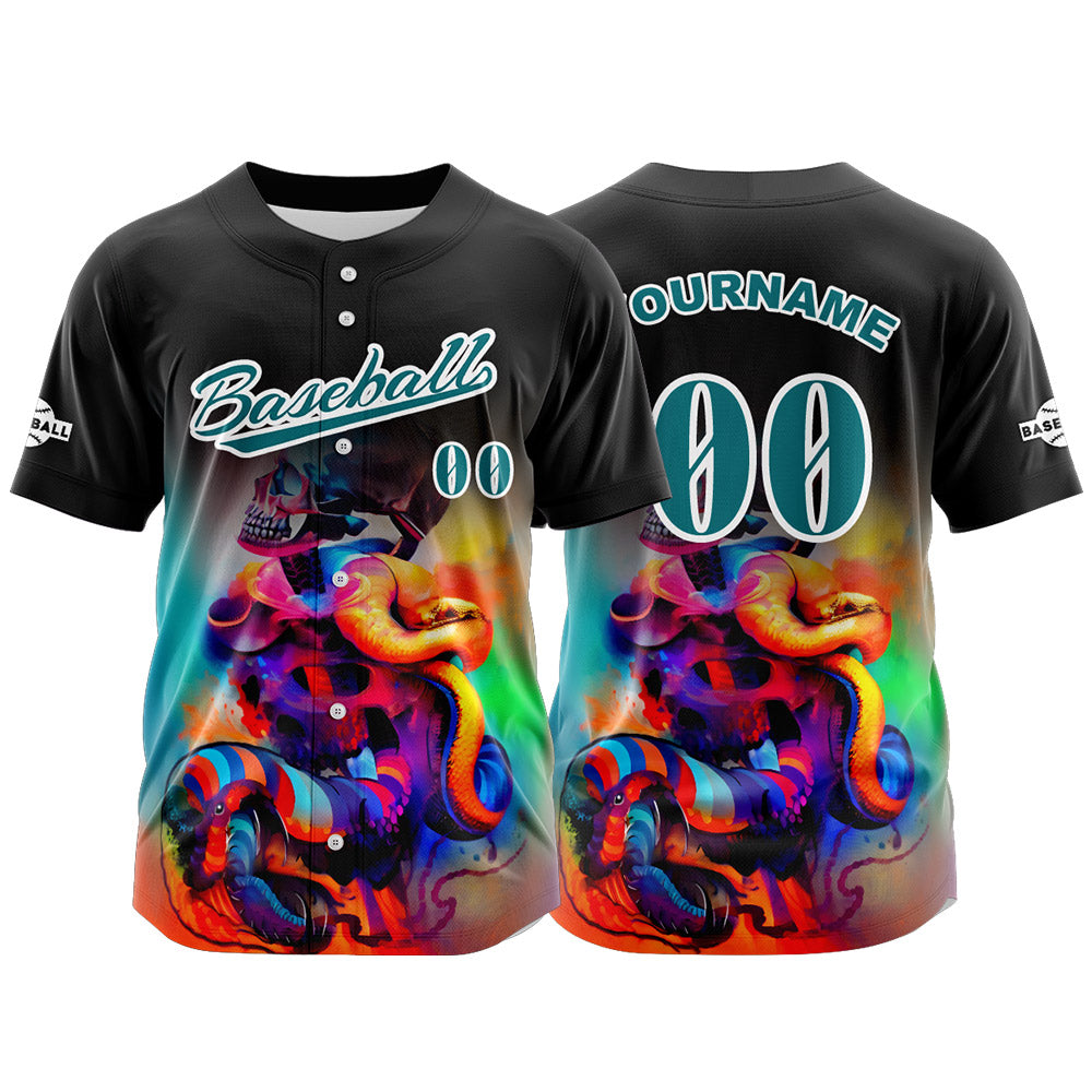 Camiseta de béisbol negra personalizada con botones para hombre mujer adulto y joven Nombre número y logotipo impresos