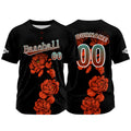 Camiseta de béisbol negra personalizada con nombre número y logotipo personalizados