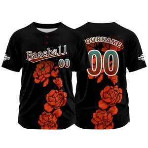 Camiseta de béisbol negra personalizada con nombre número y logotipo personalizados