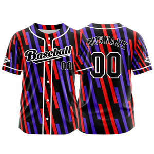 Camiseta de béisbol personalizada negra y roja con botones para hombre mujer adulto y joven Nombre número y logotipo impresos