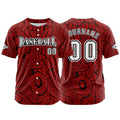 Camiseta de béisbol roja personalizada con botones para hombre mujer adulto y joven Estampado de nombre número y logotipo