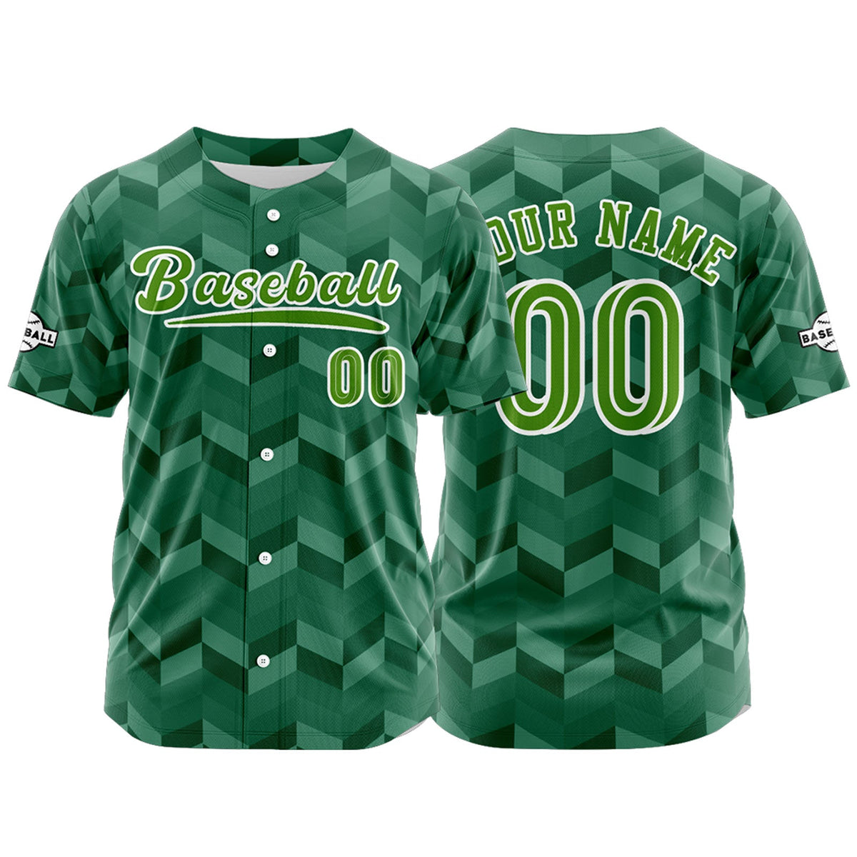 Camiseta de béisbol verde personalizada con botones para hombre mujer adulto y joven Nombre número y logotipo impresos