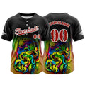 Camiseta de béisbol negra personalizada con botones para hombre mujer adulto y joven Nombre número y logotipo impresos