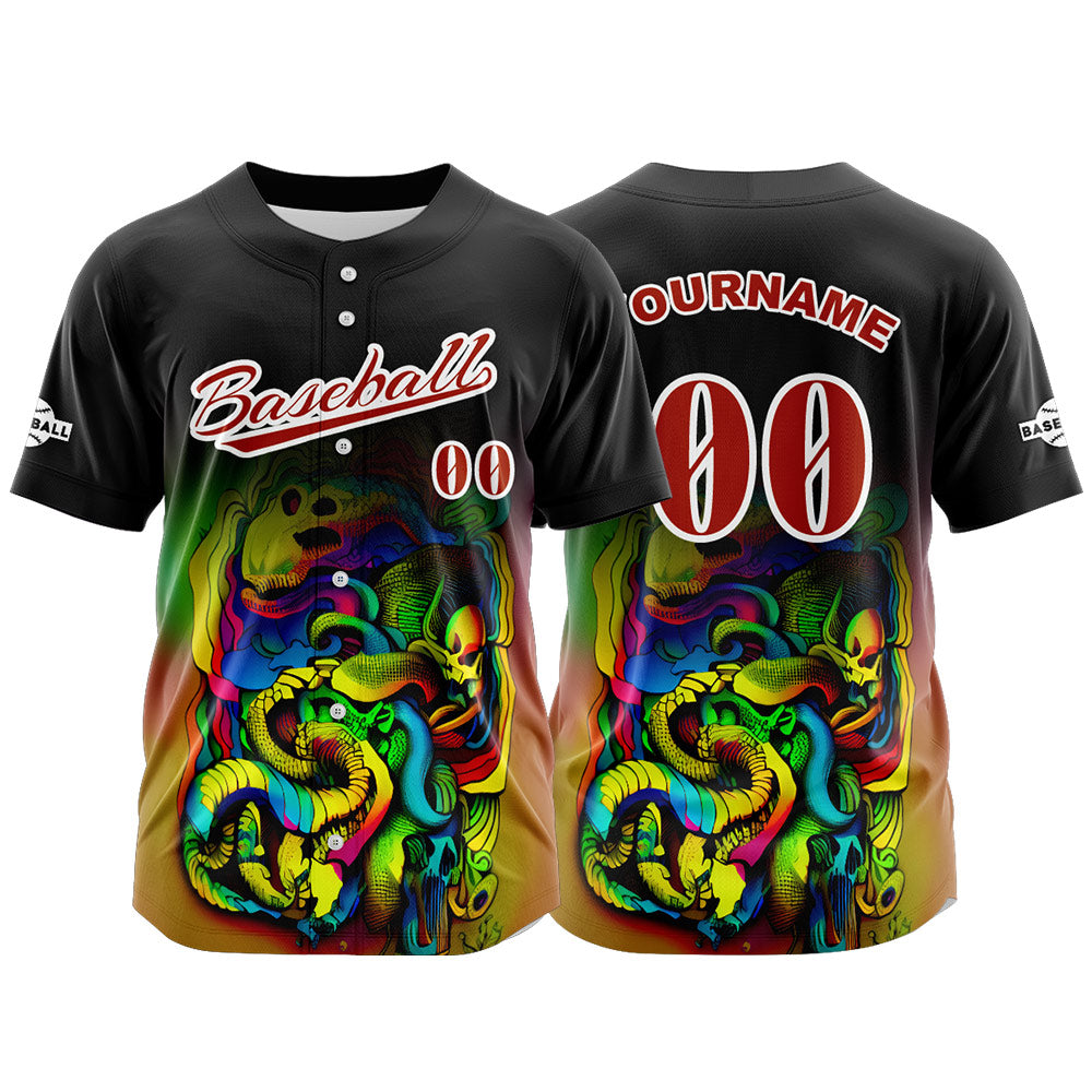 Camiseta de béisbol negra personalizada con botones para hombre mujer adulto y joven Nombre número y logotipo impresos