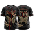 Camiseta de béisbol negra personalizada con botones para hombre mujer adulto y joven Nombre número y logotipo impresos