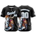 Camiseta de béisbol negra personalizada con botones para hombre mujer adulto y joven Nombre número y logotipo impresos