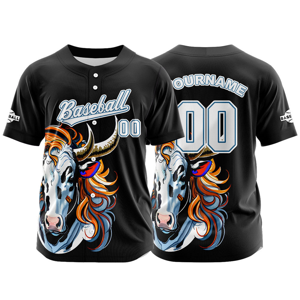 Camiseta de béisbol negra personalizada con botones para hombre mujer adulto y joven Nombre número y logotipo impresos