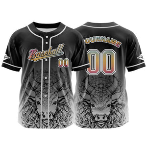 Camiseta de béisbol negra personalizada con botones para hombre mujer adulto y joven Nombre número y logotipo impresos