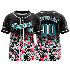 Camiseta de béisbol negra personalizada con botones para hombre mujer adulto y joven Nombre número y logotipo impresos