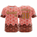 Camiseta de béisbol rosa personalizada con botones para hombre mujer adulto y joven Estampado de nombre número y logotipo