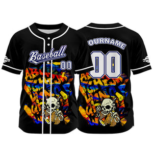 Camiseta de béisbol negra personalizada con botones para hombre mujer adulto y joven Nombre número y logotipo impresos