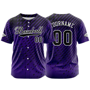 Camiseta de béisbol morada personalizada con botones para hombre mujer adulto y joven Estampado de nombre número y logotipo