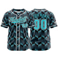 Camiseta de béisbol azul personalizada con botones para hombre mujer adulto y joven Estampado de nombre número y logotipo