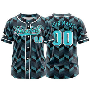 Camiseta de béisbol azul personalizada con botones para hombre mujer adulto y joven Estampado de nombre número y logotipo