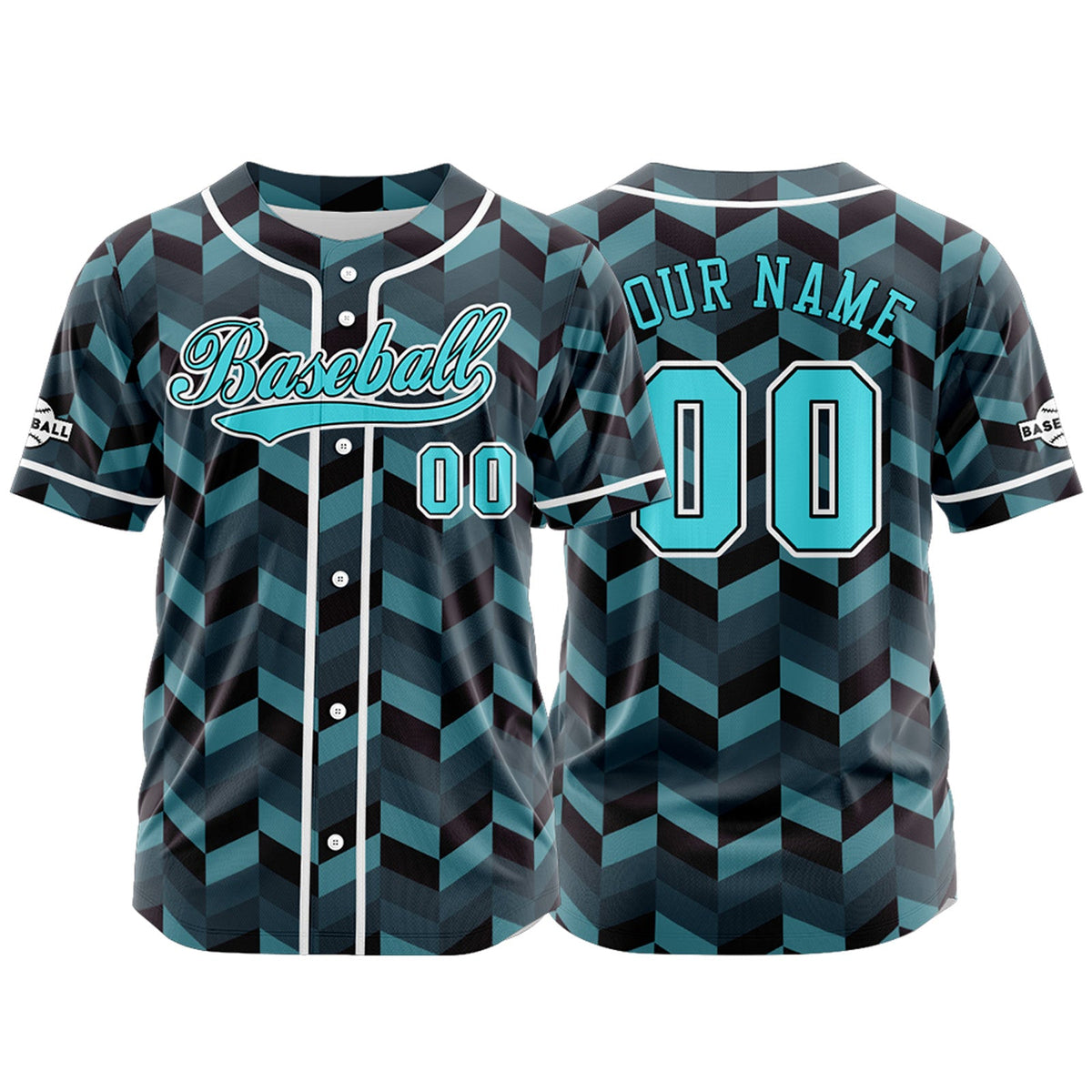 Camiseta de béisbol azul personalizada con botones para hombre mujer adulto y joven Estampado de nombre número y logotipo