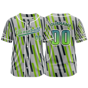Camiseta de béisbol personalizada gris verdosa con botones para hombre mujer adulto y joven Estampado de nombre número y logotipo