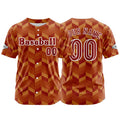 Camiseta de béisbol naranja personalizada con botones para hombre mujer adulto y joven Estampado de nombre número y logotipo