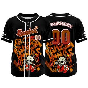 Camiseta de béisbol negra personalizada con botones para hombre mujer adulto y joven Nombre número y logotipo impresos