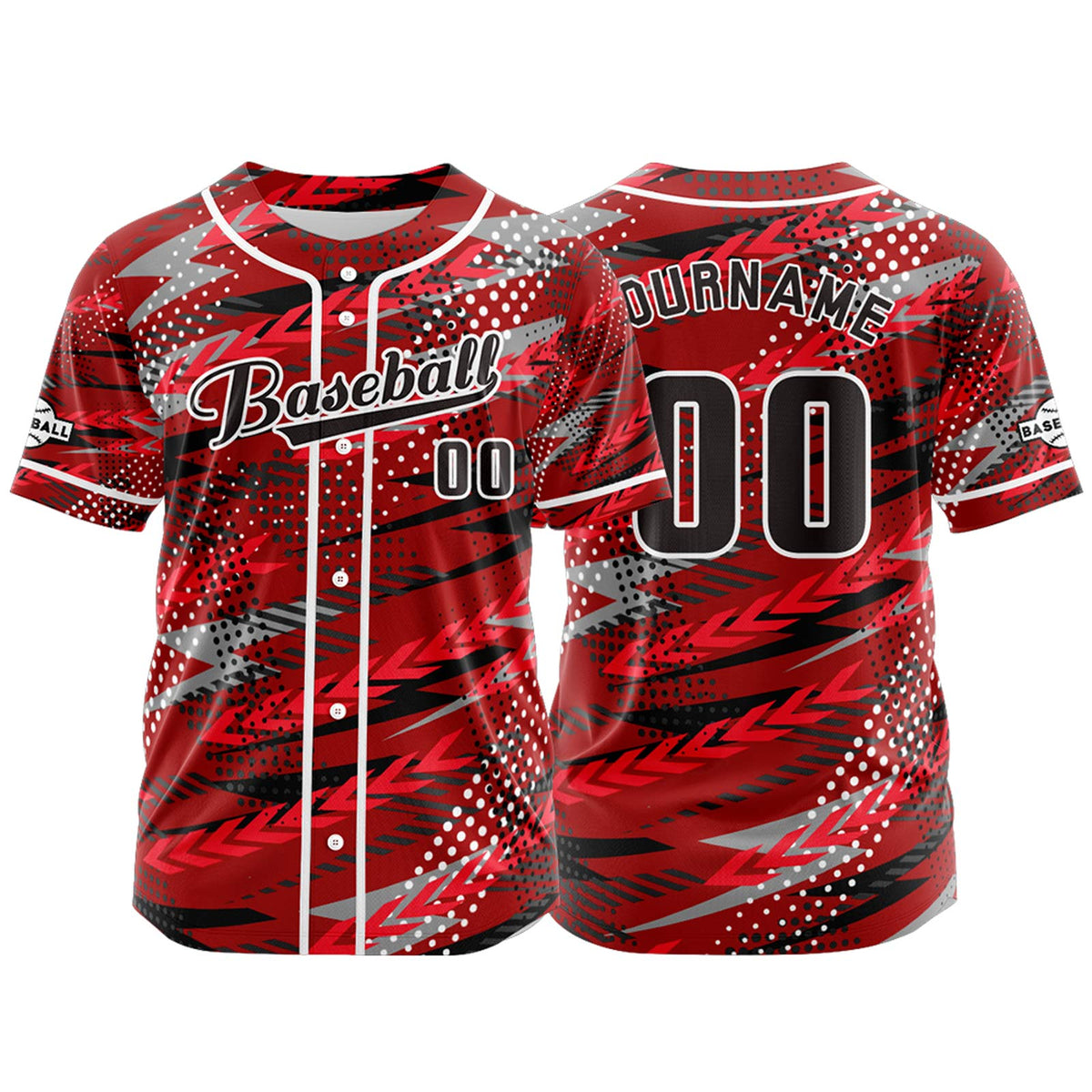 Camiseta de béisbol roja personalizada con botones para hombre mujer adulto y joven Estampado de nombre número y logotipo