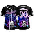 Camiseta de béisbol negra personalizada con botones para hombre mujer adulto y joven Nombre número y logotipo impresos