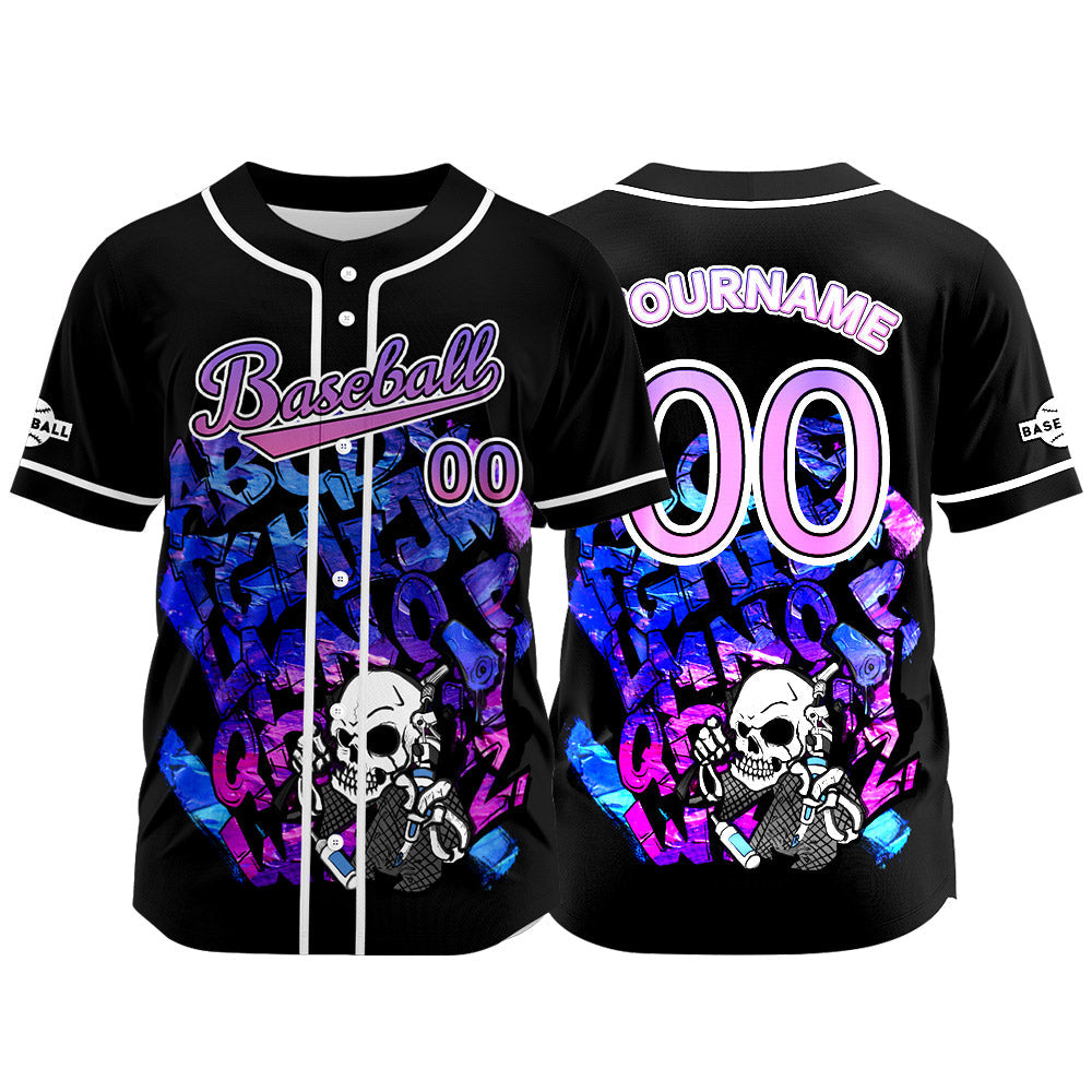 Camiseta de béisbol negra personalizada con botones para hombre mujer adulto y joven Nombre número y logotipo impresos